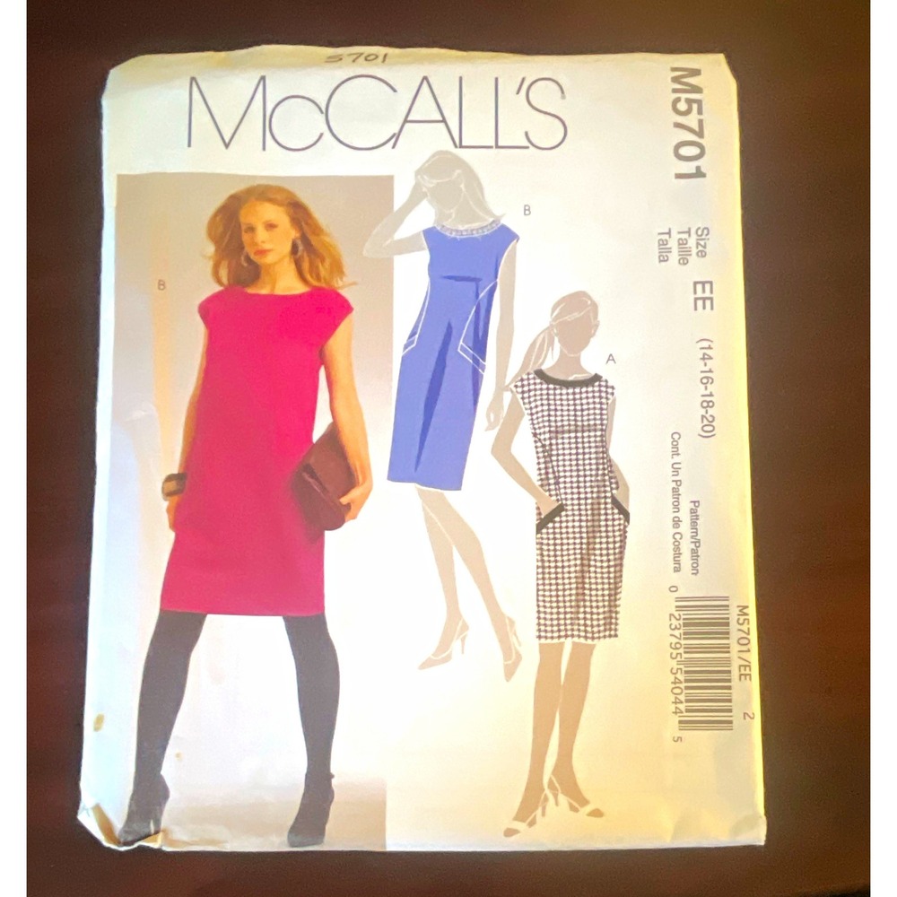 McCall's M5701 Misses Dress Sewing Pattern Size 14-20 Contemporary Original